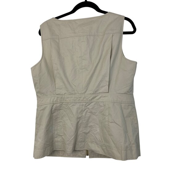 14 Tory Burch Womens Jason Utility Vest With Gold Zipper & Snap Safari EUC - Picture 8 of 8